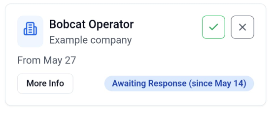 Blue job lead example showing awaiting response status