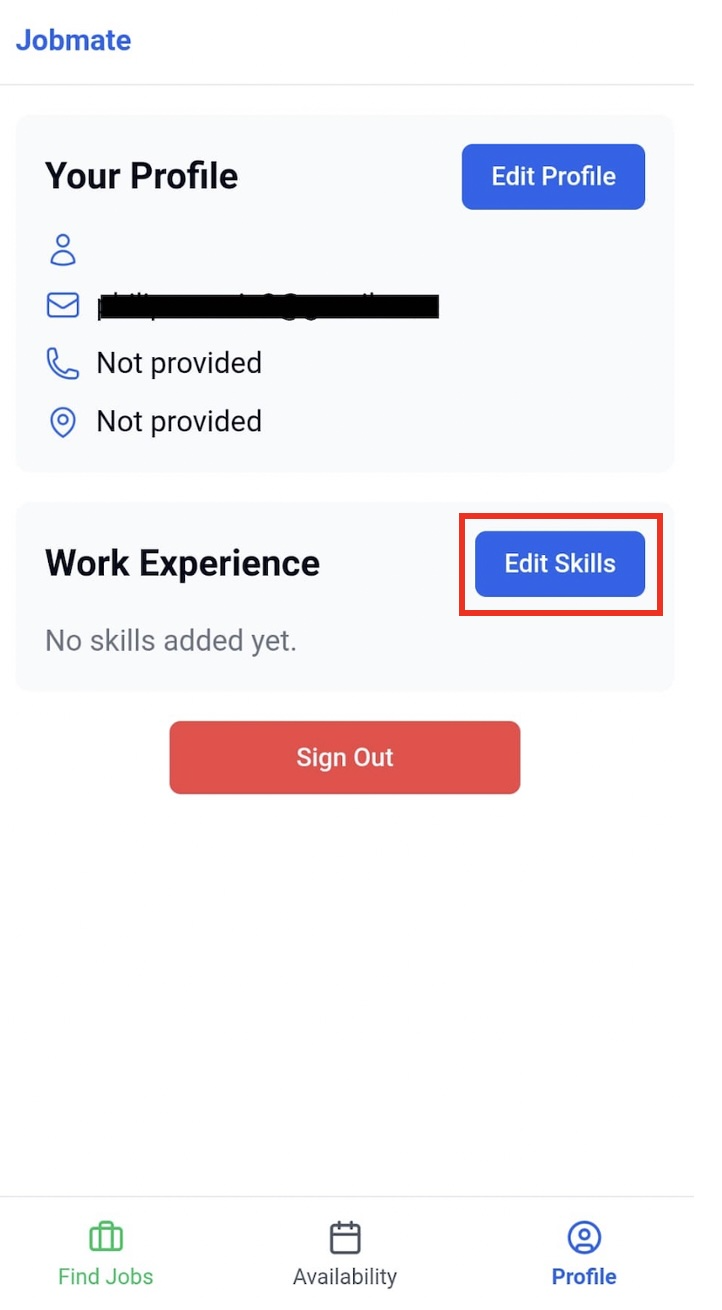 Profile page showing Edit Skills button
